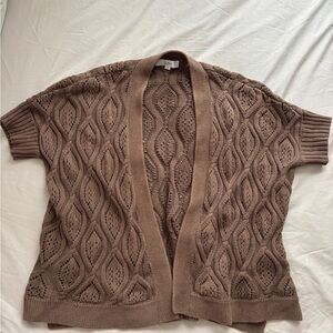 LOFT Brown Cable Knit Cardigan